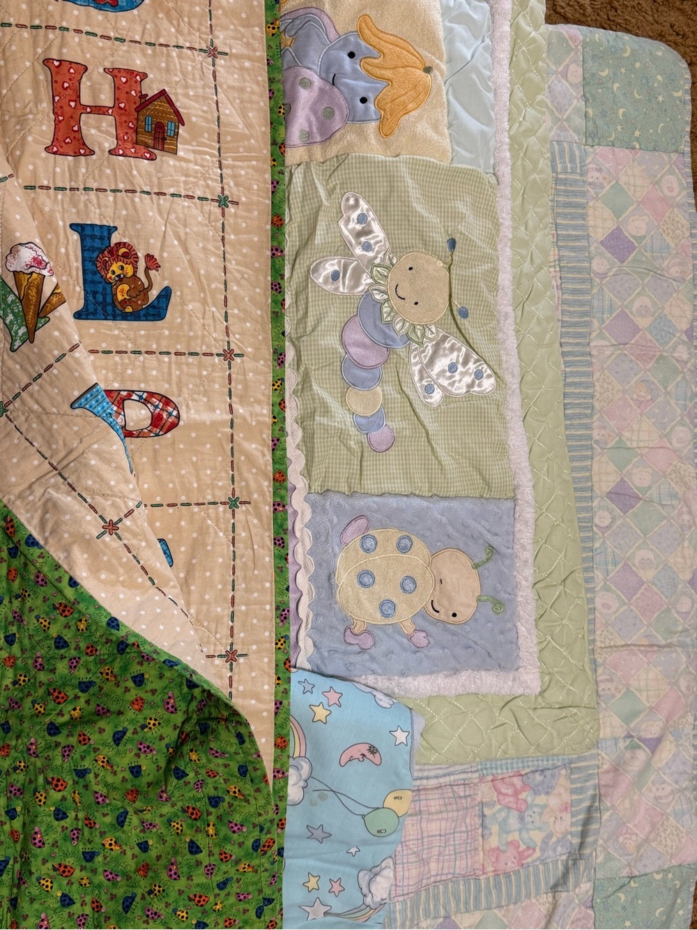 Baby Nursery Blankets in Pastel Green and Cream